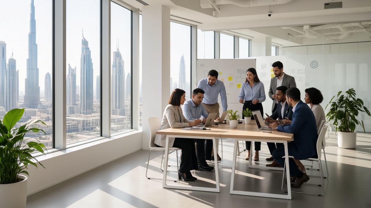 Ginii team collaborating at headquarters in Dubai